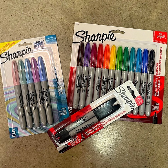 sharpie Other - New Sharpie lot set of fine tip markers original mystic gems pack and post-its